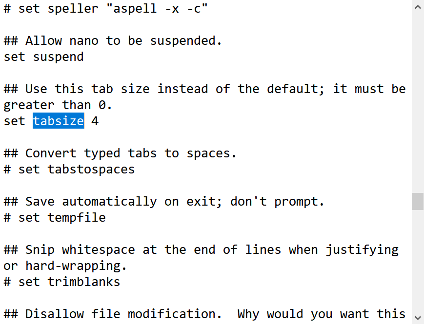 change tabsize from 8 to 4